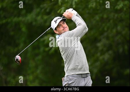 Jeudi 22 juin 2023 : Keegan Bradley débarque sur le 12e trou lors de la ronde d'ouverture du Travelers Golf Championship à TPC River Highlands à Cromwell, Connecticut. Gregory Vasil/CSM (crédit image : © Gregory Vasil/CSM via ZUMA Press Wire) Banque D'Images