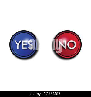 Boutons ronds bleus et rouges OUI et NON Illustration de Vecteur