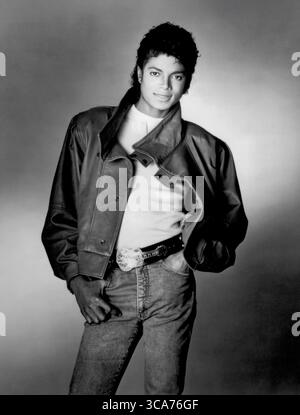 Michael Jackson. Portrait du chanteur américain Michael Joseph Jackson (1958-2009), photographie publicitaire, 1983 Banque D'Images