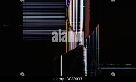 Détail du verre fissuré d'un écran LCD cassé Banque D'Images