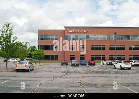 Clinton, NY - 25 juillet 2025 : The Hartford Insurance Co., connu sous le nom de Hartford Financial services Group, Inc, est un acteur majeur dans le secteur de l'assurance aux États-Unis Banque D'Images