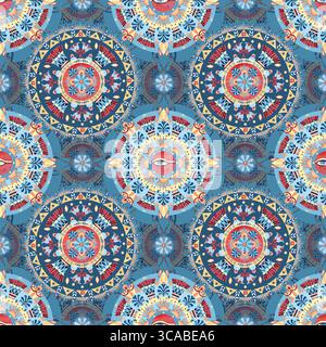 Arabesque arrondit sans couture motif tribal, oeil d'Horus, Lotus sacré, ornement oriental antique. Style égyptien arabe. Design de tapis, géométrique Banque D'Images