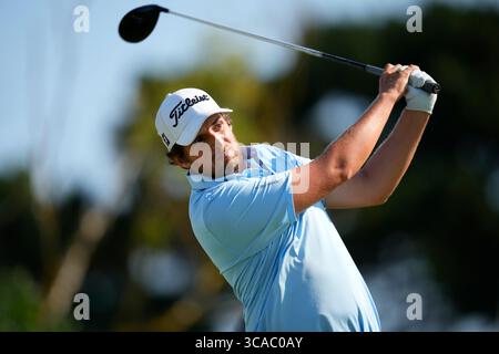25 juin 2023, Pleneuf, France : MANUEL ELVIRA débarque sur le 1er trou lors de la 4ème manche du Golf Blue Green de Pleneuf Val Andre le 25 juin 2023 à Pleneuf, France. (Crédit image : © Glenn Gervot/ZUMA Press Wire) Banque D'Images