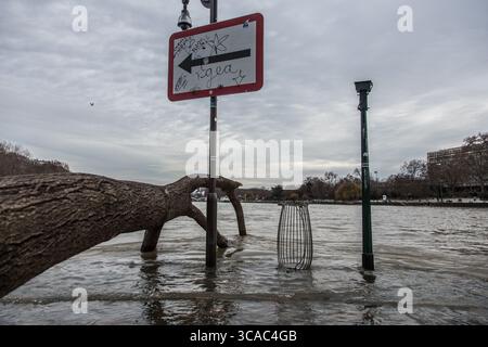 20 janvier 2021, Paris 1er arrondissement (1er Arrondis, Ile-de-France (région, France : la senne inondée à Paris. (Crédit image : © Sadak Souici/ZUMA Press Wire) Banque D'Images
