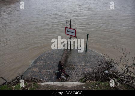 20 janvier 2021, Paris 1er arrondissement (1er Arrondis, Ile-de-France (région, France : la senne inondée à Paris. (Crédit image : © Sadak Souici/ZUMA Press Wire) Banque D'Images