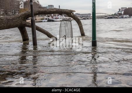 20 janvier 2021, Paris 1er arrondissement (1er Arrondis, Ile-de-France (région, France : la senne inondée à Paris. (Crédit image : © Sadak Souici/ZUMA Press Wire) Banque D'Images