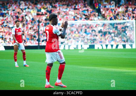 Viktor Gyökeres fait ses débuts dans le match amical d’Arsenal à l’Emirates Stadium. Mikel Arteta entre dans une saison charnière après avoir acheté un attaquant de centre. Banque D'Images