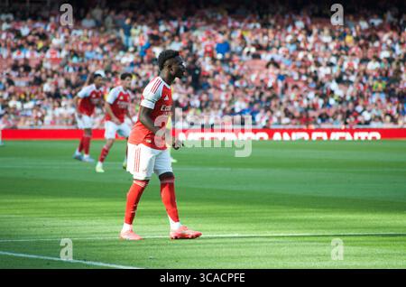 Viktor Gyökeres fait ses débuts dans le match amical d’Arsenal à l’Emirates Stadium. Mikel Arteta entre dans une saison charnière après avoir acheté un attaquant de centre. Banque D'Images