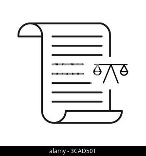Icône de document légal. Symbole de justice d'échelle. Vecteur de loi et d'ordre. Illustration du parchemin d'accord. Illustration de Vecteur