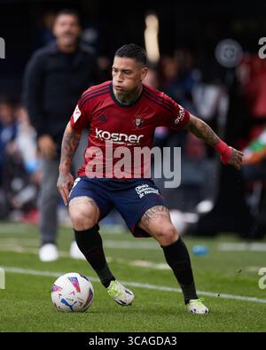 4 novembre 2023, PAMPELUNE, NAVARRE, ESPAGNE : Chimy Avila de CA Osasuna en action lors du match LaLiga EA Sports entre CA Osasuna et Girona FC à El Sadar le 4 novembre 2023, à Pampelune, Espagne. (Crédit image : © Ricardo Larreina/AFP7 via ZUMA Press Wire) Banque D'Images