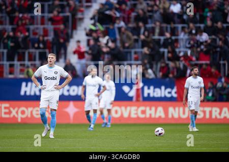 4 novembre 2023, PAMPELUNE, NAVARRE, ESPAGNE : Artem Dovbyk du Girona FC réagit lors du match LaLiga EA Sports entre CA Osasuna et Girona FC à El Sadar le 4 novembre 2023, à Pampelune, Espagne. (Crédit image : © Ricardo Larreina/AFP7 via ZUMA Press Wire) Banque D'Images