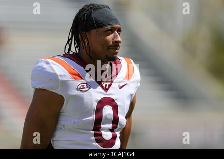 15 avril 2023 : Ali Jennings (0), receveur des Virginia Tech Hokies, avant le match de printemps de Virginia Tech Football au Lane Stadium de Blacksburg, en Virginie. Greg Atkins/CSM (image de crédit : Banque D'Images