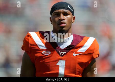 15 avril 2023 : le quarterback Kyron des Virginia Tech Hokies drones (1) avant le match de printemps de Virginia Tech Football au Lane Stadium à Blacksburg, en Virginie. Greg Atkins/CSM (image de crédit : Banque D'Images