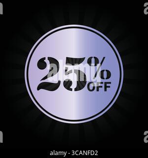 Badge de réduction de 25 % – motif promotionnel dégradé violet Illustration de Vecteur