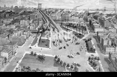 Brooklyn Museum - Brooklyn Plaza of the Manhattan Bridge - Harry M. Pettit - B&W New york City 1900 Harry M. Pettit - Collection en ligne du Brooklyn Museum; Banque D'Images