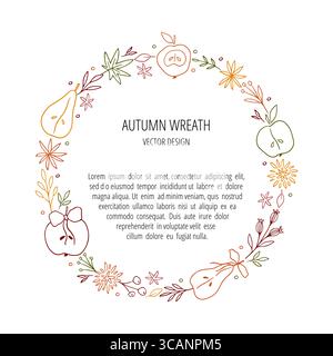 Couronne d'automne fantaisiste dessinée à la main Illustration de Vecteur