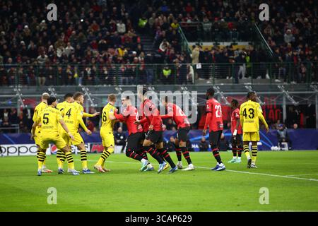 28 novembre 2023, Milan, Lombardie, Italie : match de groupes de l'UEFA Champions League entre l'AC Milan et le Borussia Dortmund le mardi 28 novembre 2023 au Stadio San Siro, Italie (crédit image : © Mickael Chavet/ZUMA Press Wire) Banque D'Images