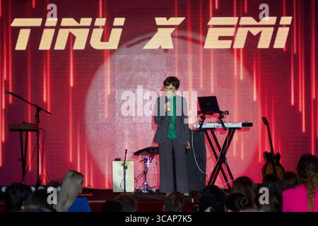 31 août 2023 à Mexico, Mexique : Paty Chapoy intervient lors du lancement du premier album Deja vu du duo musical TINU d'EMI au Ritz Carlton Hotel. Le 31 août 2023 à Mexico, Mexique. (Crédit image : © Jaime Nogales/eyepix via ZUMA Press Wire) Banque D'Images