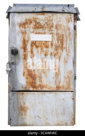 Retro Old rusty metal box pour fusibles électriques et les commutateurs. Isolé avec patch Banque D'Images