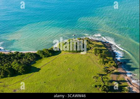 Vue aérienne de 'pointe Allegre' (pointe nord de basse-Terre), Grand Cul-de-sac Marin, Sainte-Rose, basse-Terre, Guadeloupe, région d'outre-mer Banque D'Images