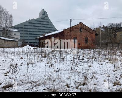 Les bâtiments du centre-ville de Riga présentent des façades Art nouveau ornées et un charme historique. Banque D'Images