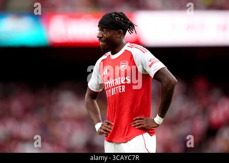 Noni Madueke d’Arsenal lors du match de la Coupe Emirates à l’Emirates Stadium de Londres. Date de la photo : mercredi 6 août 2025. Banque D'Images