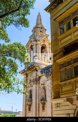 Tour de Publius' Parish Church, Floriana, Malte Banque D'Images