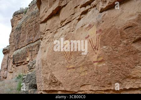 Panneau de pétroglyphes dans Snake Gulch Canyon, paysage du désert de l'Utah Banque D'Images