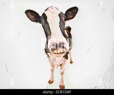 Art photo numérique stylisé de vache Jersey sur fond blanc Banque D'Images