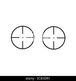 Deux icônes de réticule. Symboles de visée. Précision du point rouge. Conception vectorielle propre. Illustration de Vecteur