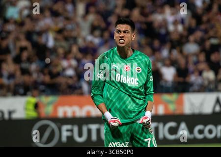 17 août 2023, Maribor, Slovénie : Irfan Can Egribayat de Fenerbahce réagit lors du match de deuxième manche du 3e tour de qualification de l'UEFA Europa Conference League entre Maribor et Fenerbahce au stade Ljudski VRT. Score final ; Maribor 0 :3 Fenerbahce. (Crédit image : © Milos Vujinovic/SOPA images via ZUMA Press Wire) Banque D'Images