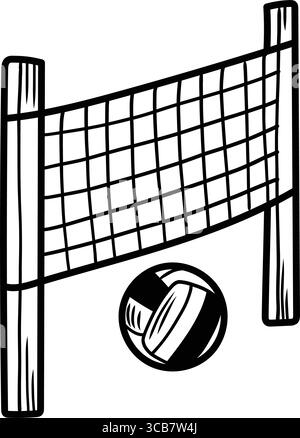 Volley-ball survolant le filet pendant un match de Beach volley Illustration de Vecteur