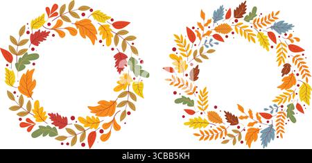 Feuillage d'automne confortable couple couronnes Illustration de Vecteur