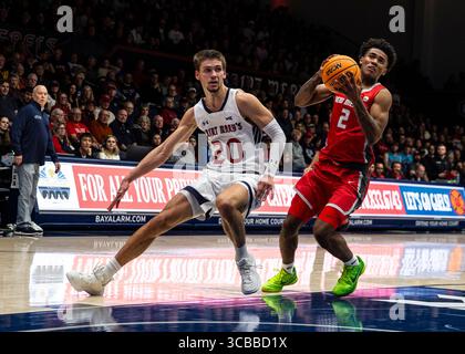 09 novembre 2023 Moraga, CA États-Unis Garde du Nouveau-Mexique Donovan dent (2)va au panier pendant le match de basket-ball masculin de la NCAA entre les Lobos du Nouveau-Mexique et les Gaels de Saint Mary. Saint MaryÃ¢â‚¬â„¢a battu le Nouveau-Mexique 72-58 à l'University Credit Union Pavilion Moraga Calif. Thurman James / CSM (crédit image : © Thurman James/CSM via ZUMA Press Wire) Banque D'Images