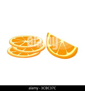 ensemble réaliste. Tranche ronde et coin orange. dessiné à la main. Illustration de Vecteur