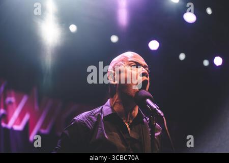 12 août 2023, Horsens, Copenhague, Danemark : Horsens, Danemark. 12h, août 2023. Le groupe de rock canadien Danko Jones donne un concert en direct lors du festival de metal danois Jailbreak 2023 à Horsens. Ici, le chanteur et guitariste Danko Jones est vu en direct sur scène. (Crédit image : © Rolf Meldgaard/Gonzales photo via ZUMA Press) Banque D'Images