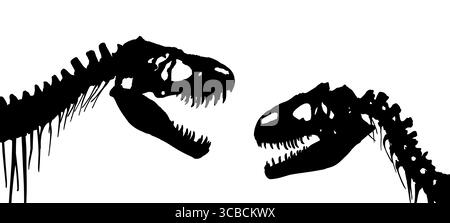 Les squelettes de grands dinosaures anciens. Illustration de Vecteur