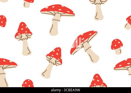 toadstools champignons motif sans couture ; idéal pour les textiles saisonniers, le papier d'emballage, la décoration intérieure et les dessins sur le thème des bois - illustration vectorielle Illustration de Vecteur