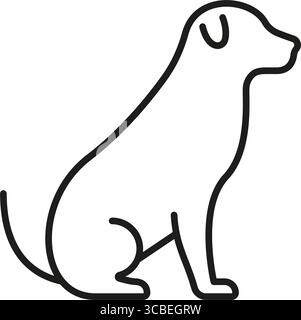 Icône de ligne de chien. Symbole de contour d'animal domestique. Compagnon canin, loyauté et animal domestique. Contour modifiable. Illustration vectorielle isolée Illustration de Vecteur