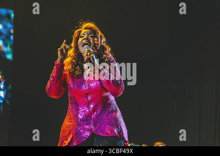 Skanderborg, Danemark. 07 août 2025. La chanteuse américaine Gloria Gaynor donne un concert live lors du festival de musique danois SmukFest 2025 à Skanderborg. Crédit : Gonzales photo/Alamy Live News Banque D'Images