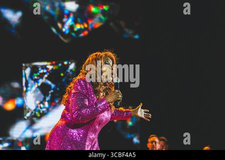 Skanderborg, Danemark. 07 août 2025. La chanteuse américaine Gloria Gaynor donne un concert live lors du festival de musique danois SmukFest 2025 à Skanderborg. Crédit : Gonzales photo/Alamy Live News Banque D'Images