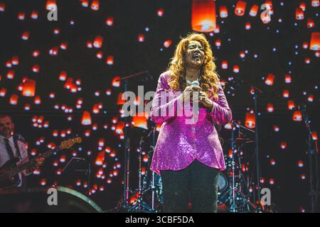 Skanderborg, Danemark. 07 août 2025. La chanteuse américaine Gloria Gaynor donne un concert live lors du festival de musique danois SmukFest 2025 à Skanderborg. Crédit : Gonzales photo/Alamy Live News Banque D'Images