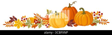 Citrouilles d'automne colorées. Conception de récolte saisonnière pour le salut ou poster.illustration vectorielle isolée sur fond blanc Illustration de Vecteur