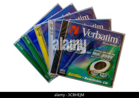 Verbatim audio CD-RW CD-réinscriptible CD disque compact isolé sur fond blanc Banque D'Images