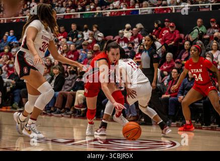 20 janvier 2023 Palo Alto CA, U.S.A. la garde de l'Utah Isabel Palmer (1)va au panier lors du match de basket féminin de la NCAA entre les Utes de l'Utah et le Cardinal de Stanford. Stanford Beat Utah 74-62 au Maples Pavilion Palo Alto, CA Thurman James /CSM (crédit image : © Thurman James/CSM via ZUMA Press Wire) Banque D'Images