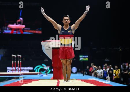 4 novembre 2022, Liverpool, Royaume-Uni : JOSSIMAR CALVO MORENO termine son cavalier lors de la finale All Around qui se tient au M&S Bank Arena de Liverpool. (Crédit image : © Amy Sanderson/ZUMA Press Wire) Banque D'Images