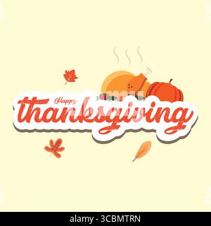 Joyeux dîner de dinde Thanksgiving. Vecteur Illustration de Vecteur