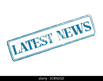 Un tampon en caoutchouc Blue Latest News avec un contour pointillé et du texte Illustration de Vecteur