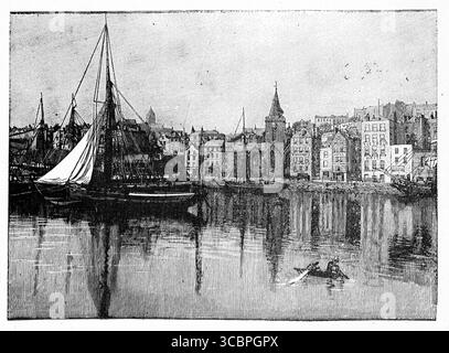 St Pierre Port extrait du livre de Victor Hugo L'archipel de la Manche, ou l'archipel de la Manche, une série d'essais écrits alors qu'il était en exil sur l'île anglo-normande de Guernesey dans les années 1800 Banque D'Images