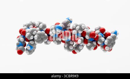 Illustration montrant la structure 3D d'une molécule de tirzépatide. Banque D'Images